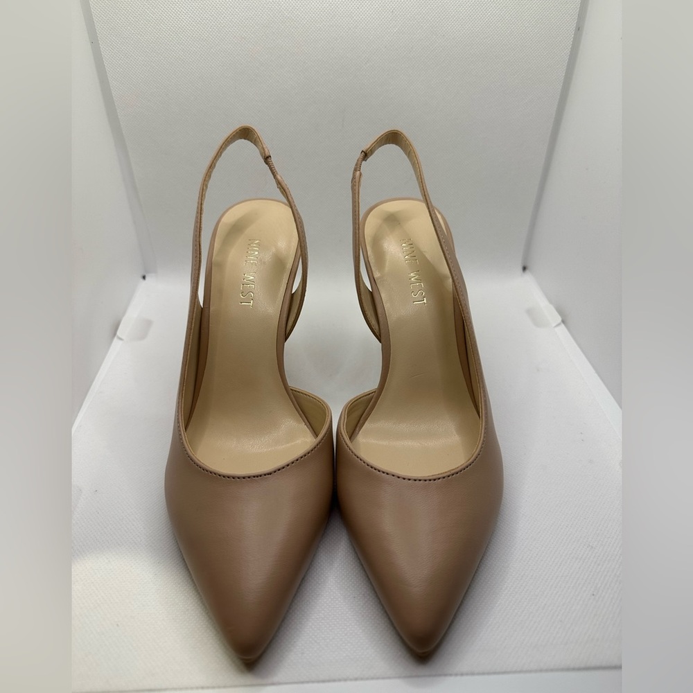 Nude Nine West Slingback Heels